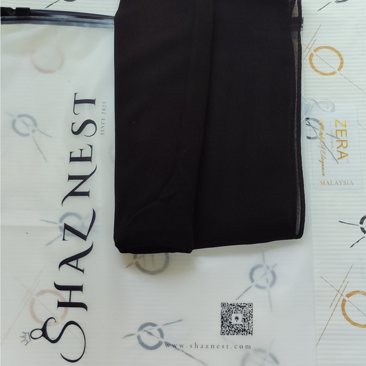 ZERA Malaysian Heavy Chiffon Hijab – Triple Black (2.1 Meter Big Size)