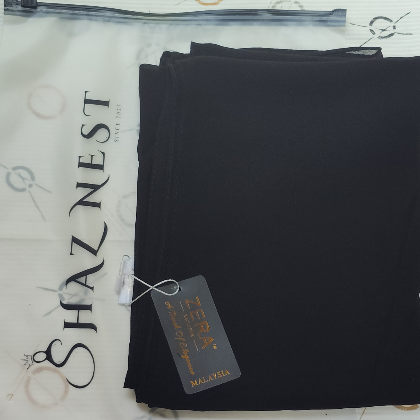 ZERA Malaysian Heavy Chiffon Hijab – Triple Black (2.1 Meter Big Size)