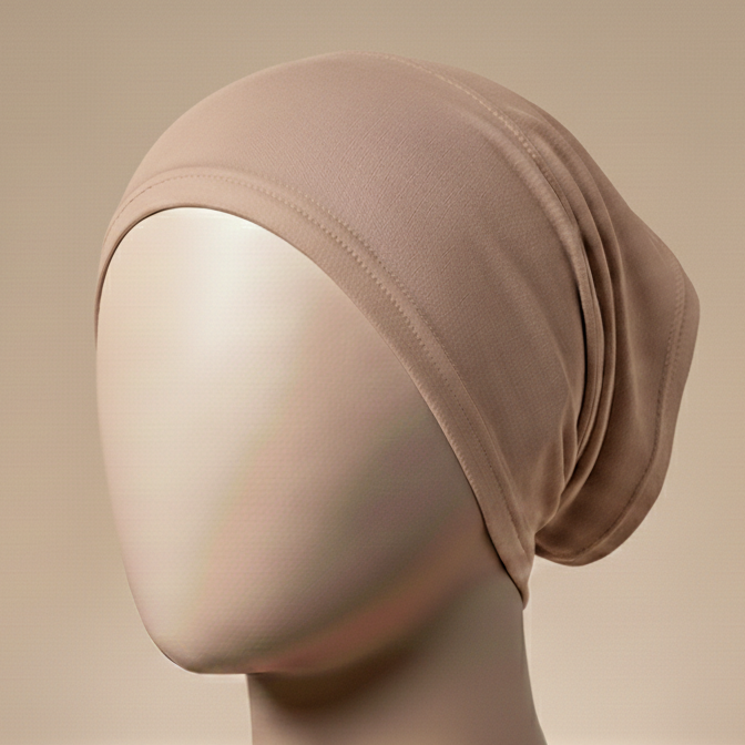 Premium Stretch Tube Hijab Cap – Free Size | Warm Sand Beige