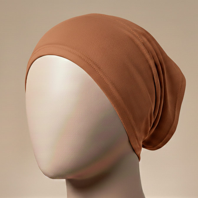 Premium Stretch Tube Hijab Cap – Free Size | Warm Terracotta Nude