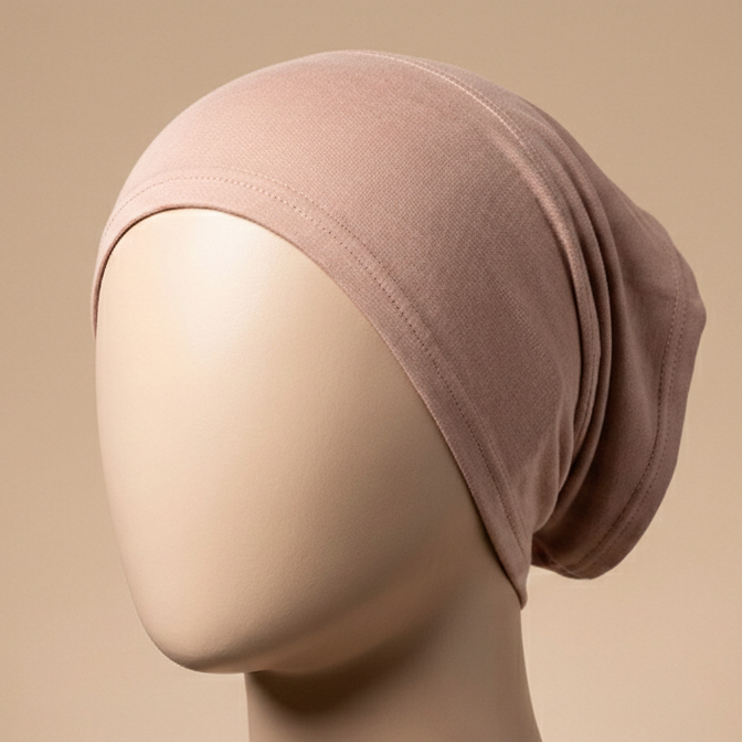 Premium Stretch Tube Hijab Cap – Free Size | Soft Blush Nude