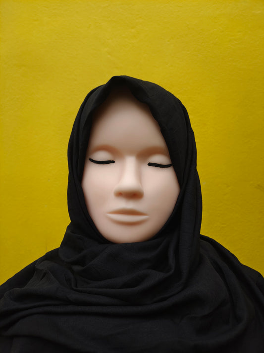 Black Ripped Classic Cotton Hijab – Premium Imported