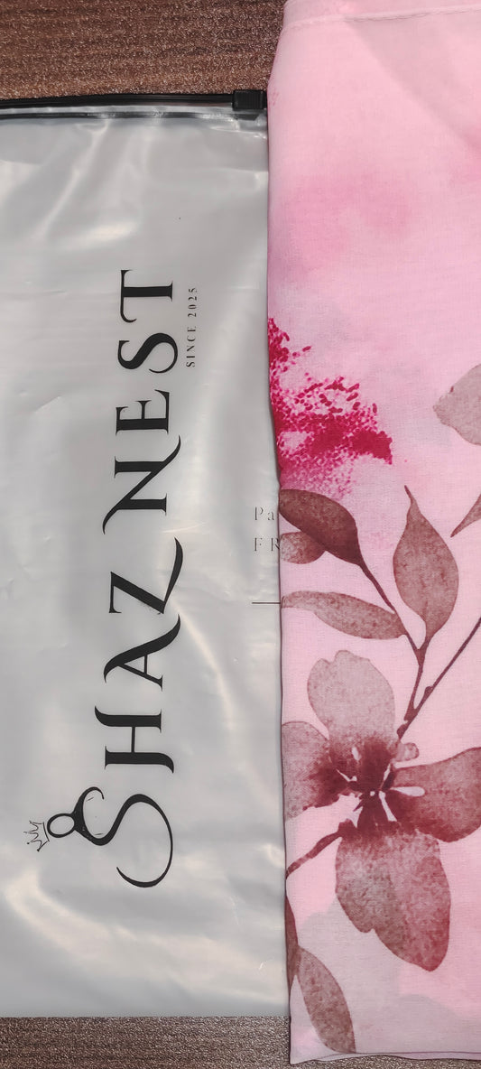 Heavy Chiffon Pashmina – Blush Rose Bloom