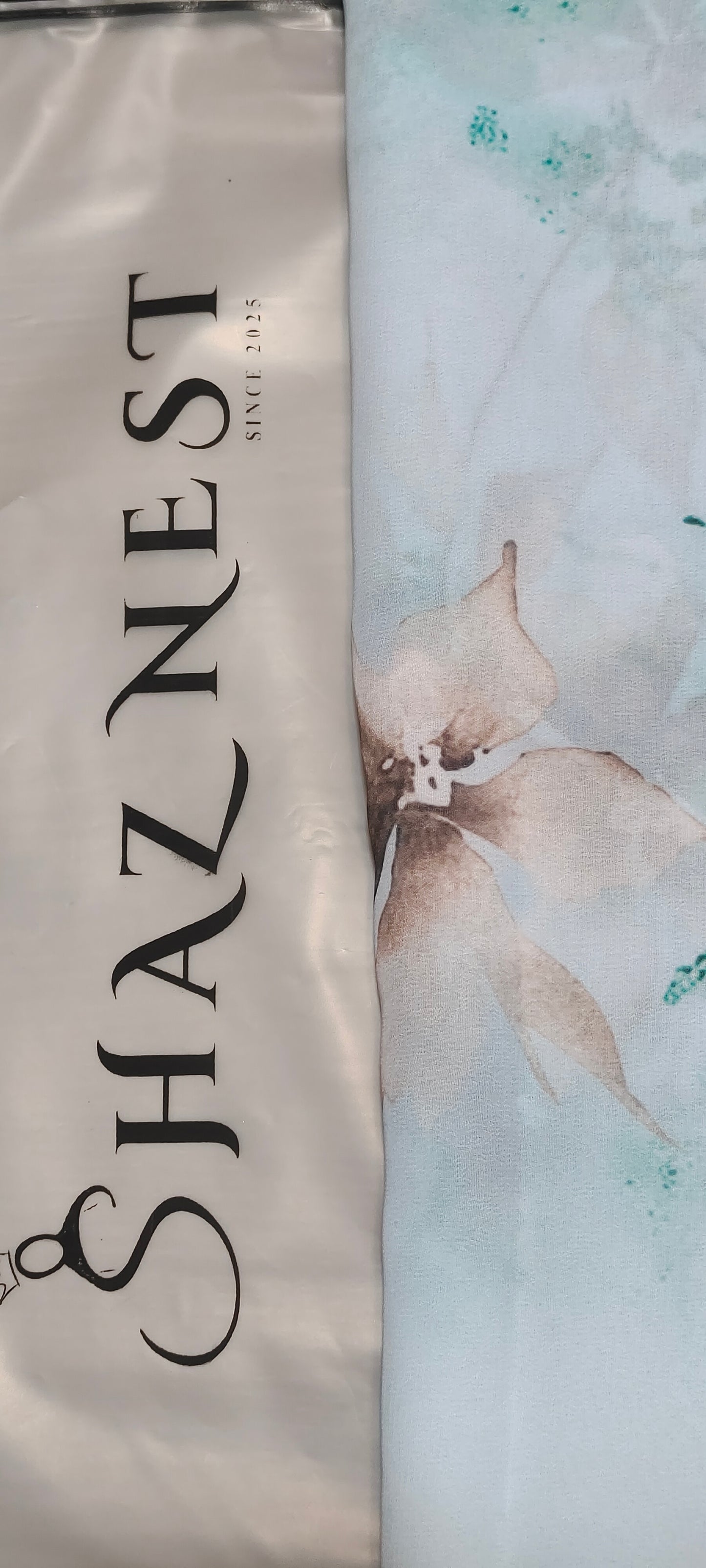 Heavy Chiffon Pashmina – Sage Teal Blossom