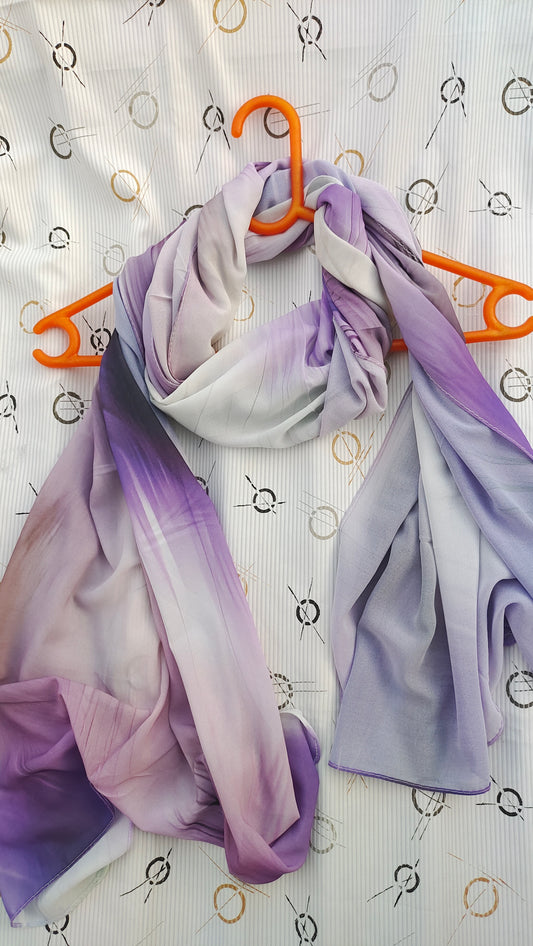 Violet Bloom – Malaysian Printed Heavy Chiffon Hijab (2m)