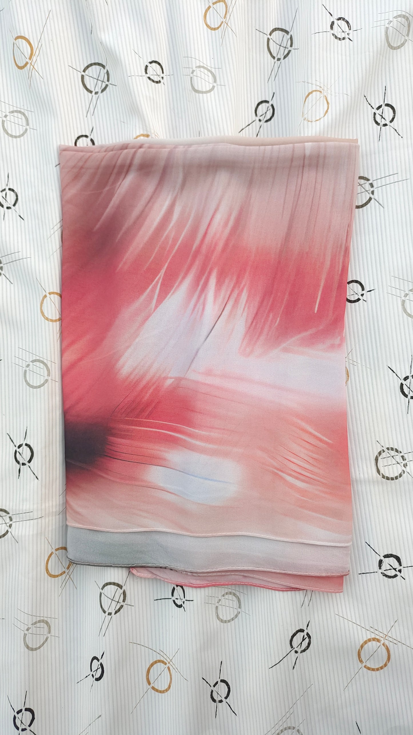 Rose Coral -  Malaysian Printed Heavy Chiffon Hijab (2m)