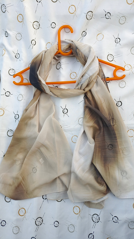 Sand Beige – Malaysian Printed Heavy Chiffon Hijab (2m)