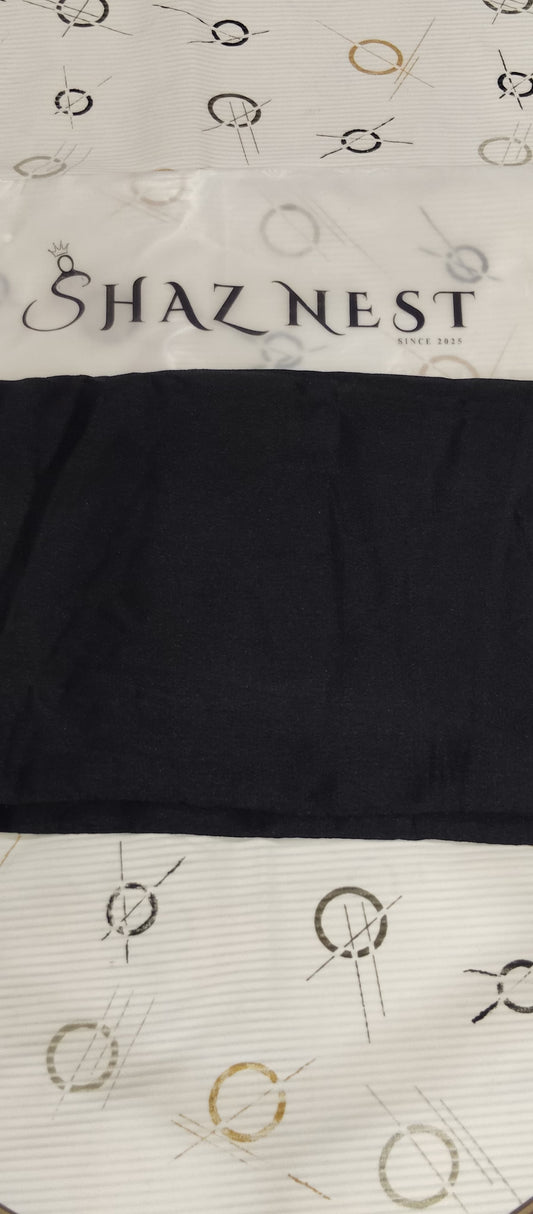 🛍️ Bubble Satin Hijab – Midnight Black | Soft Gloss Elegant Drape (Regular Size)