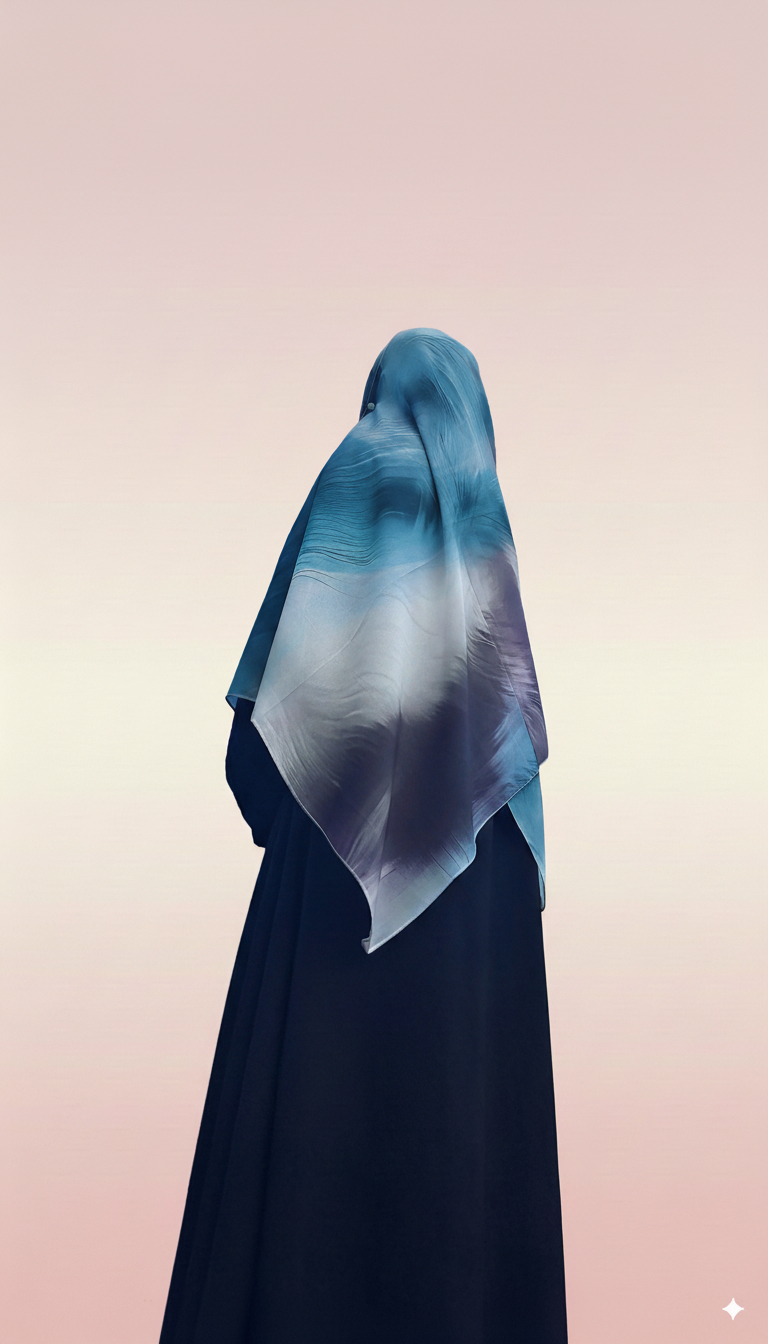 Aqua Sky – Malaysian Printed Heavy Chiffon Hijab (2m)