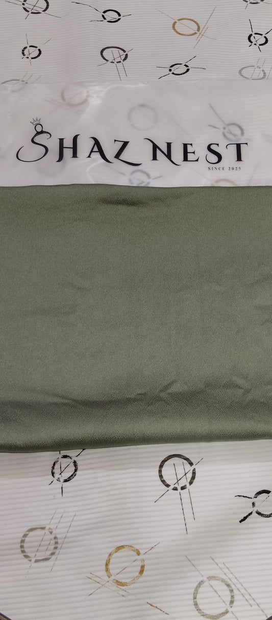 🛍️ Bubble Satin Hijab – Sage Olive | Soft Gloss Elegant Drape (Regular Size)