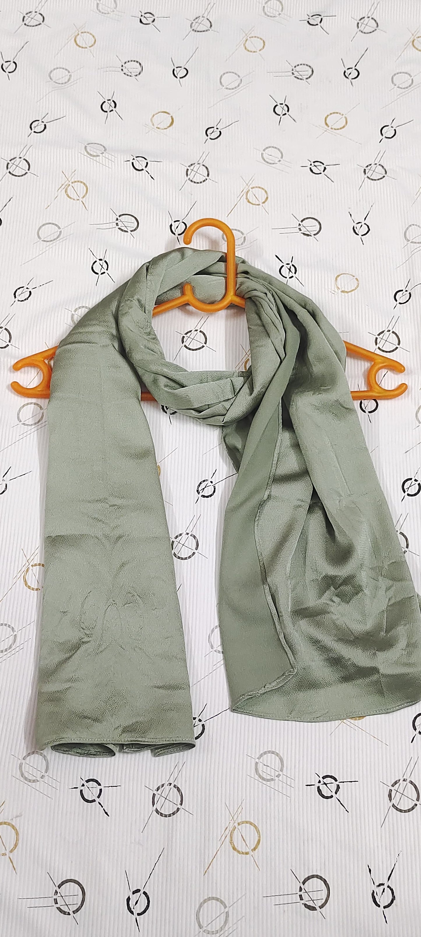 🛍️ Bubble Satin Hijab – Sage Olive | Soft Gloss Elegant Drape (Regular Size)