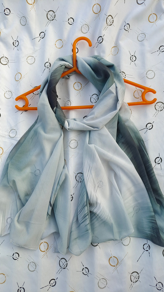 Misty Green – Malaysian Printed Heavy Chiffon Hijab (2m)