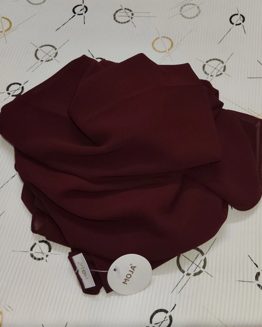 MOJA Malaysian Heavy Chiffon / Georgette Hijab – Dark Maroon [2m Big Size]