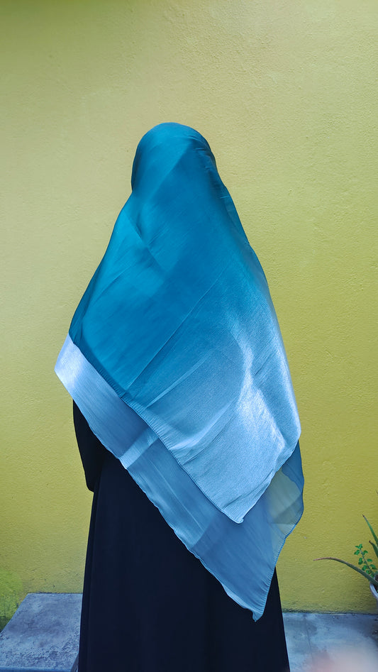 Organza Ombre Hijab – Aqua Teal | Lightweight, Elegant & Flowy