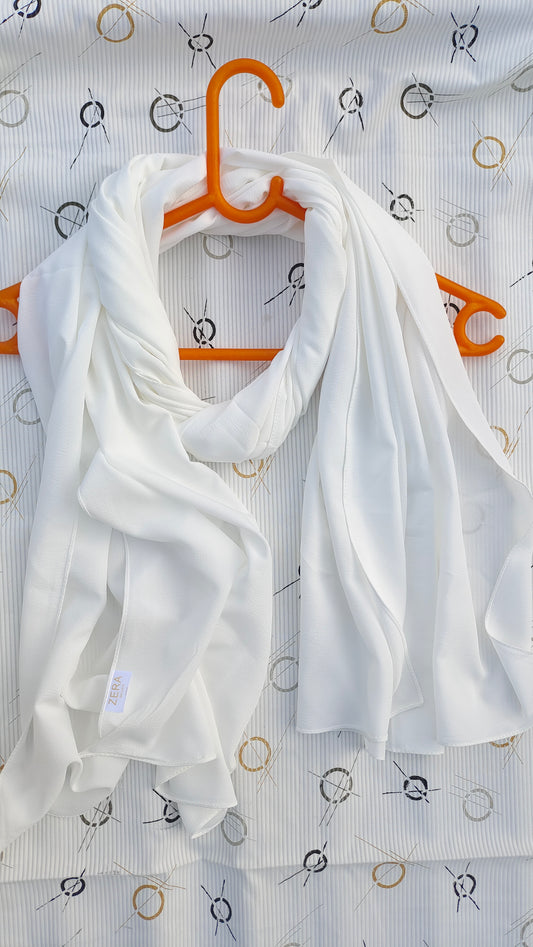 Zera Stretch Cotton Hijab – Pure White (2m)