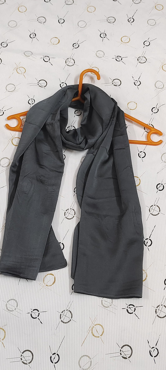 🛍️ Bubble Satin Hijab – Charcoal Mist | Soft Gloss Elegant Drape (Regular Size)