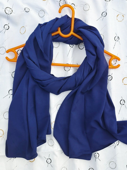 Zera Stretch Cotton Hijab – Navy Blue (2m)